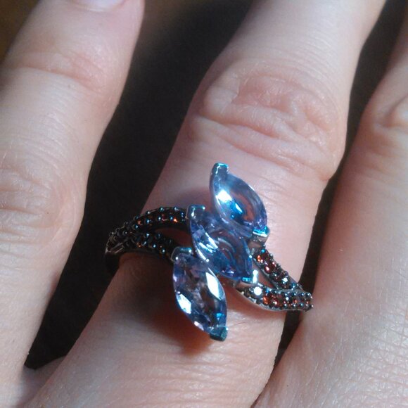 Moroccan Rose and Mozambique Garnet Trinity Twilight Sterling Silver Ring-Size 7 - Picture 16 of 16